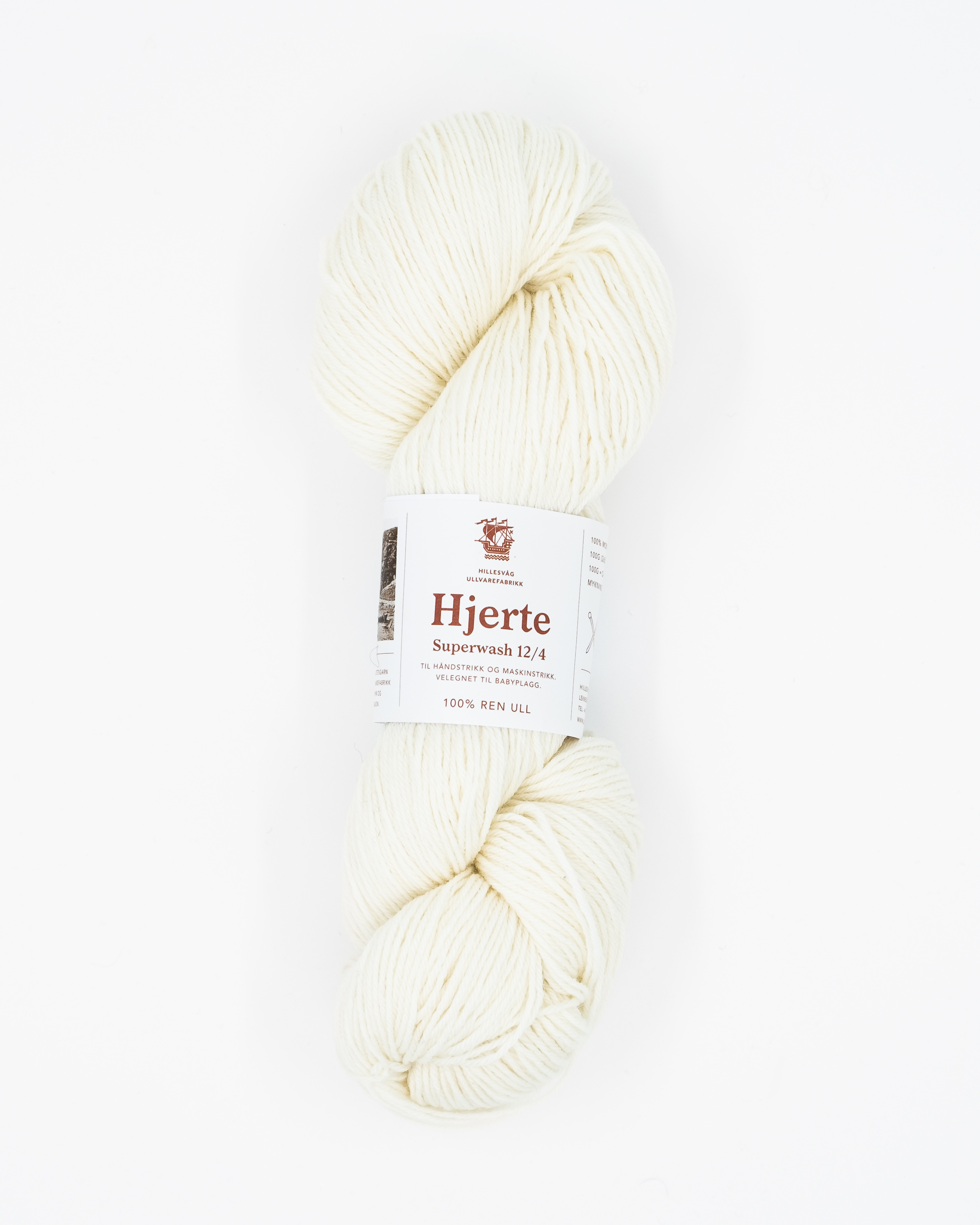 Hjerte superwash 12/4, halvbleket hvit