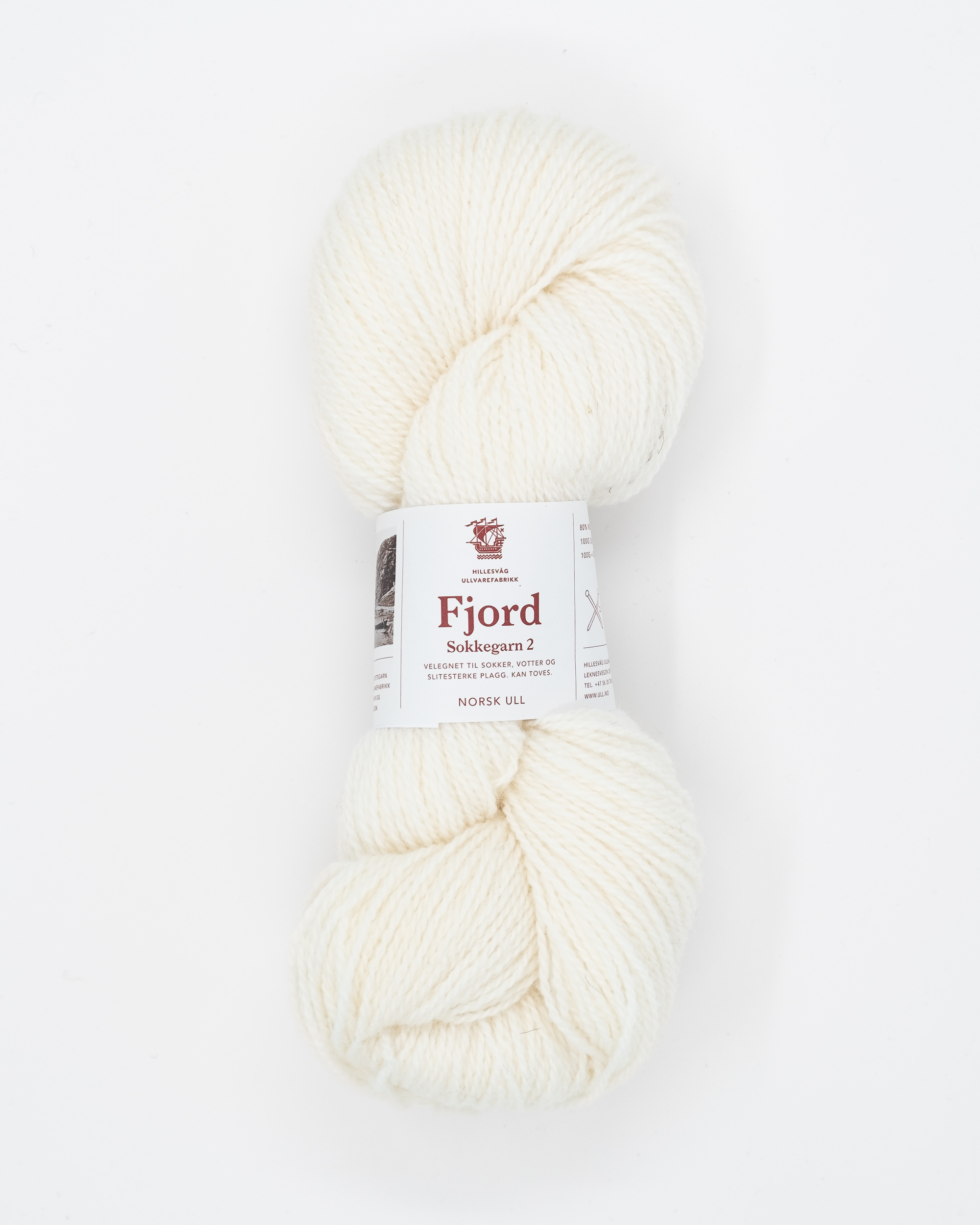 Fjord sokkegarn 2, bleket hvit