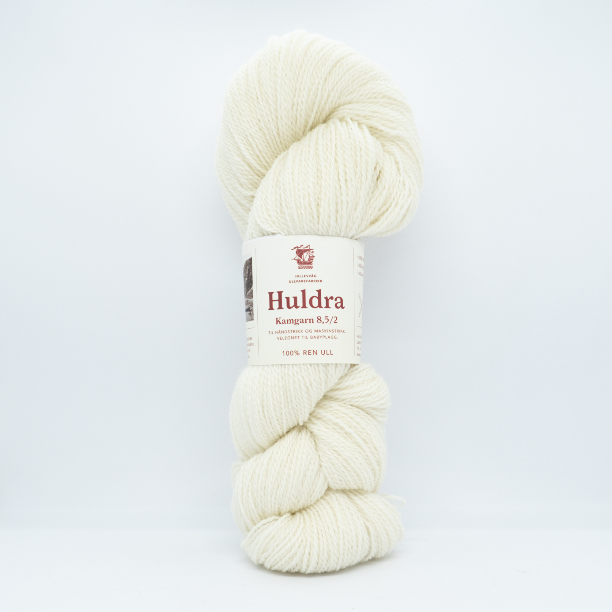Huldra kamgarn 8,5/2, halvbleket hvit (100 g hesper) - Bilde 2