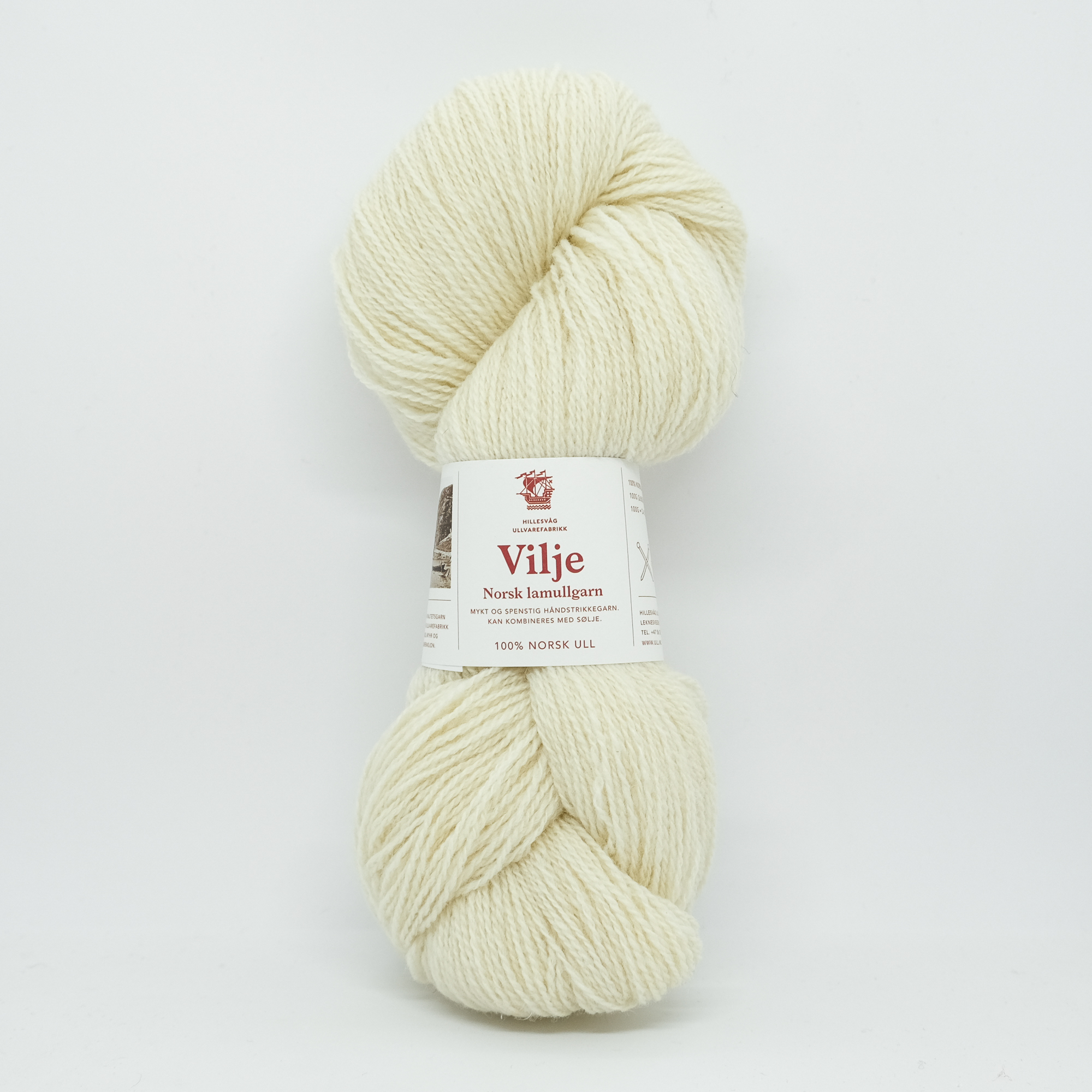 Vilje lamullgarn, ubleket hvit
