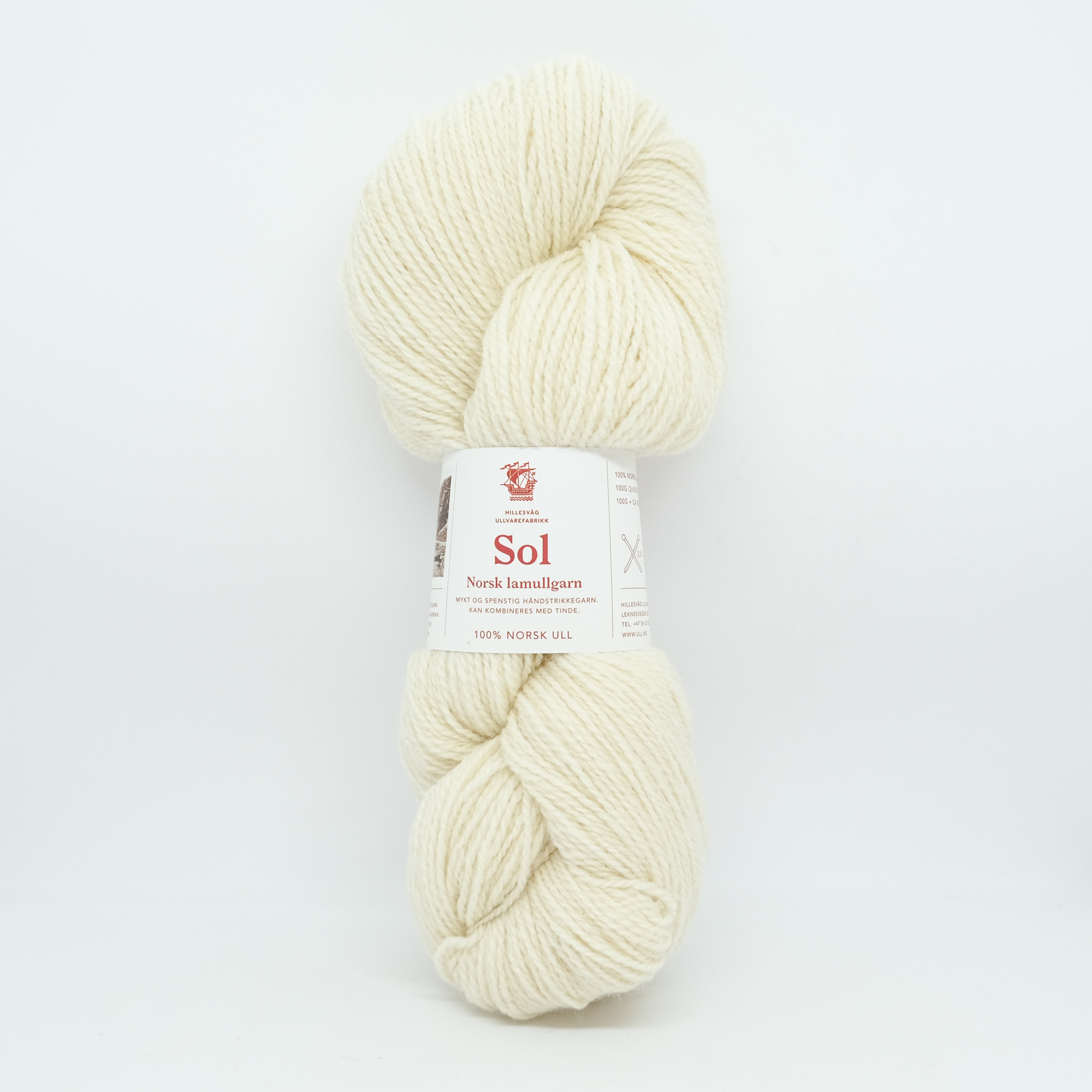 Sol lamullgarn, ubleket hvit