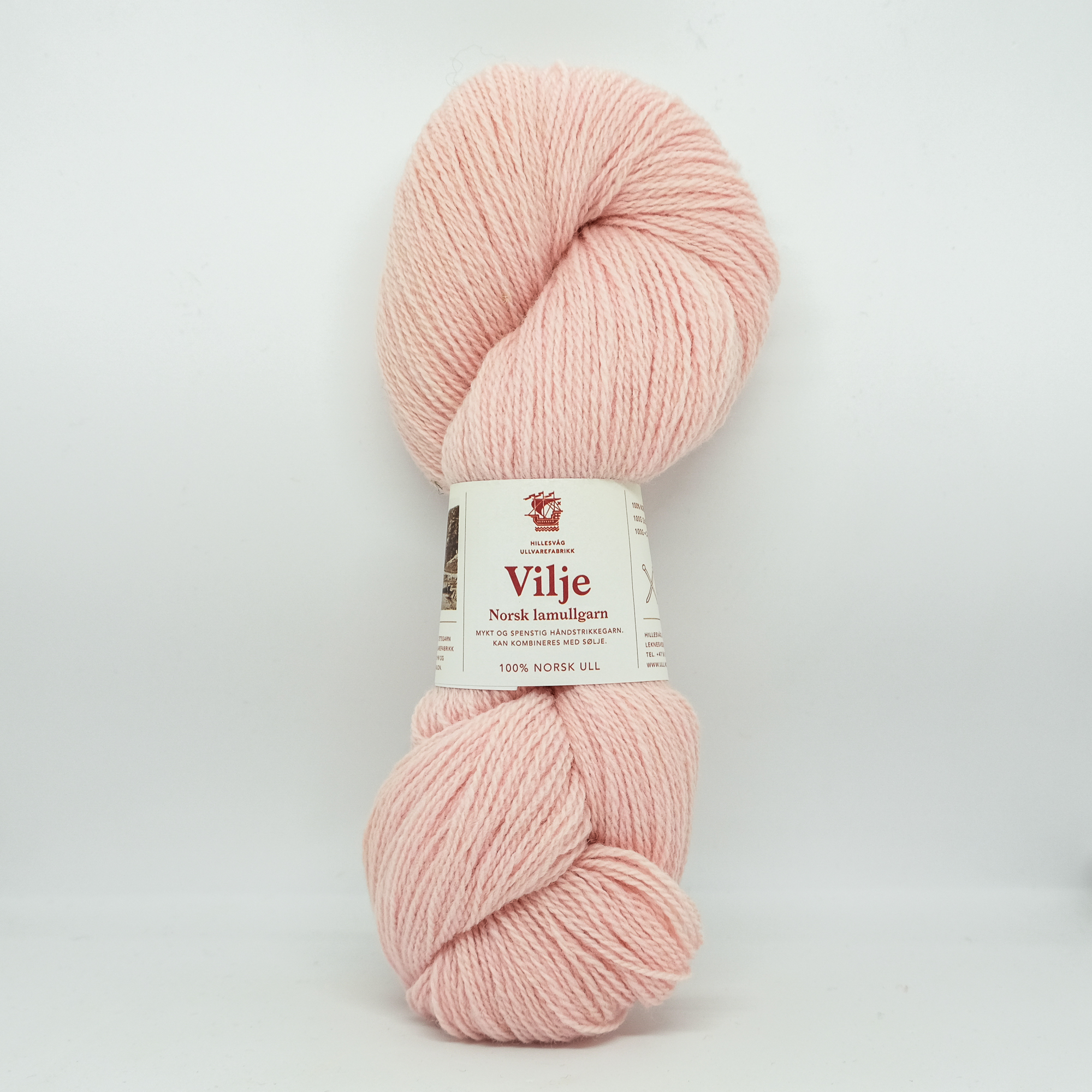 Vilje lamullgarn, blek rosa