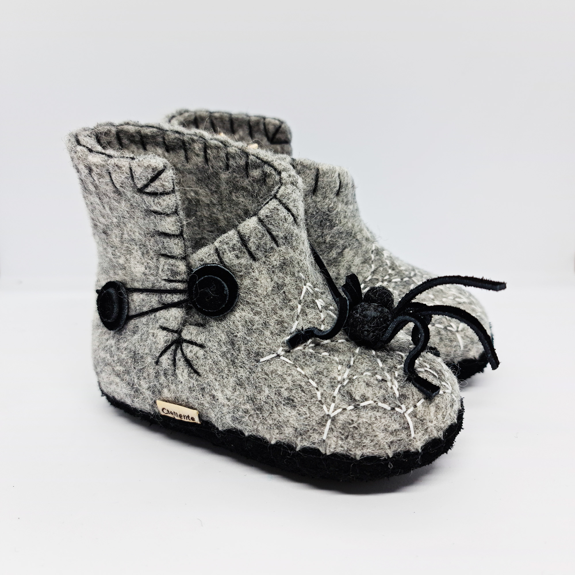 Clemente Filttøfler Grå m/edderkopp - str 21