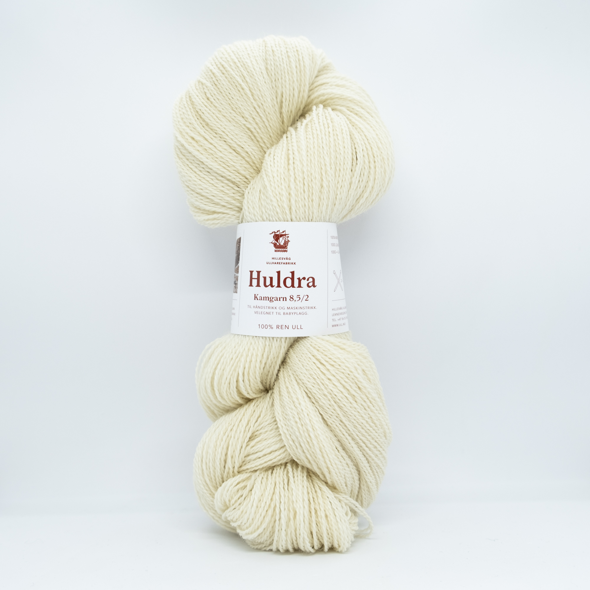 Huldra kamgarn 8,5/2, ubleket hvit (100 g hesper) - Bilde 2