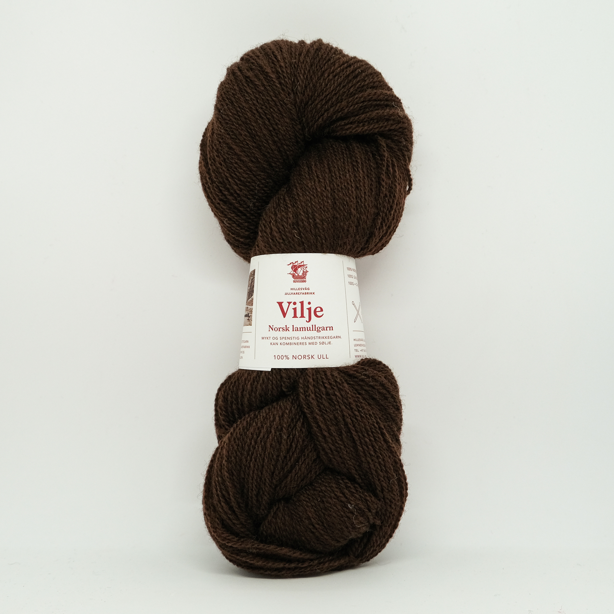 Vilje lamullgarn, mørk brun