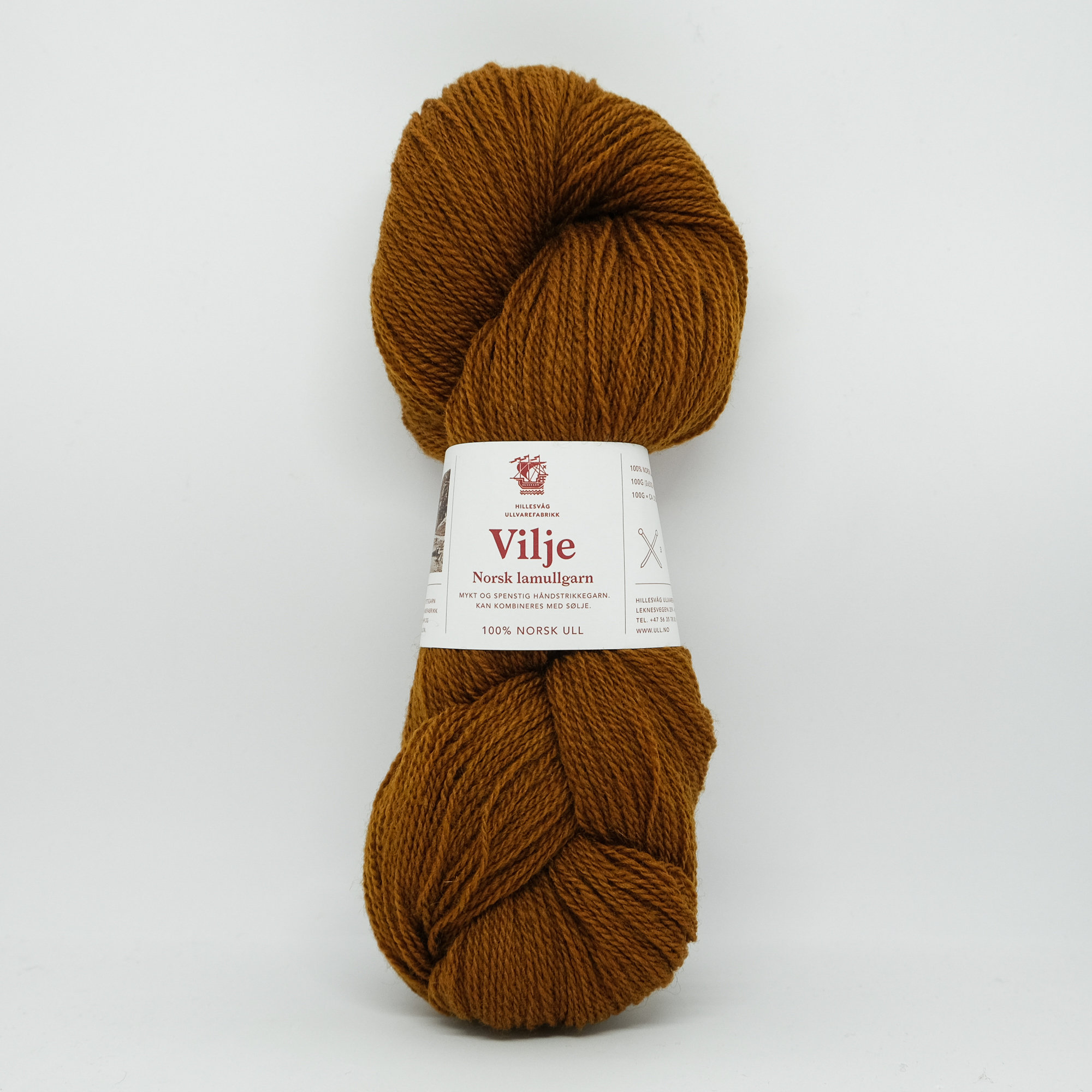 Vilje lamullgarn, okerbrun