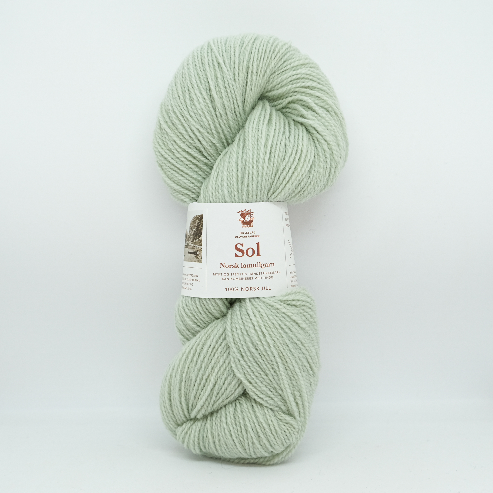 Sol lamullgarn, støvet lys grønn