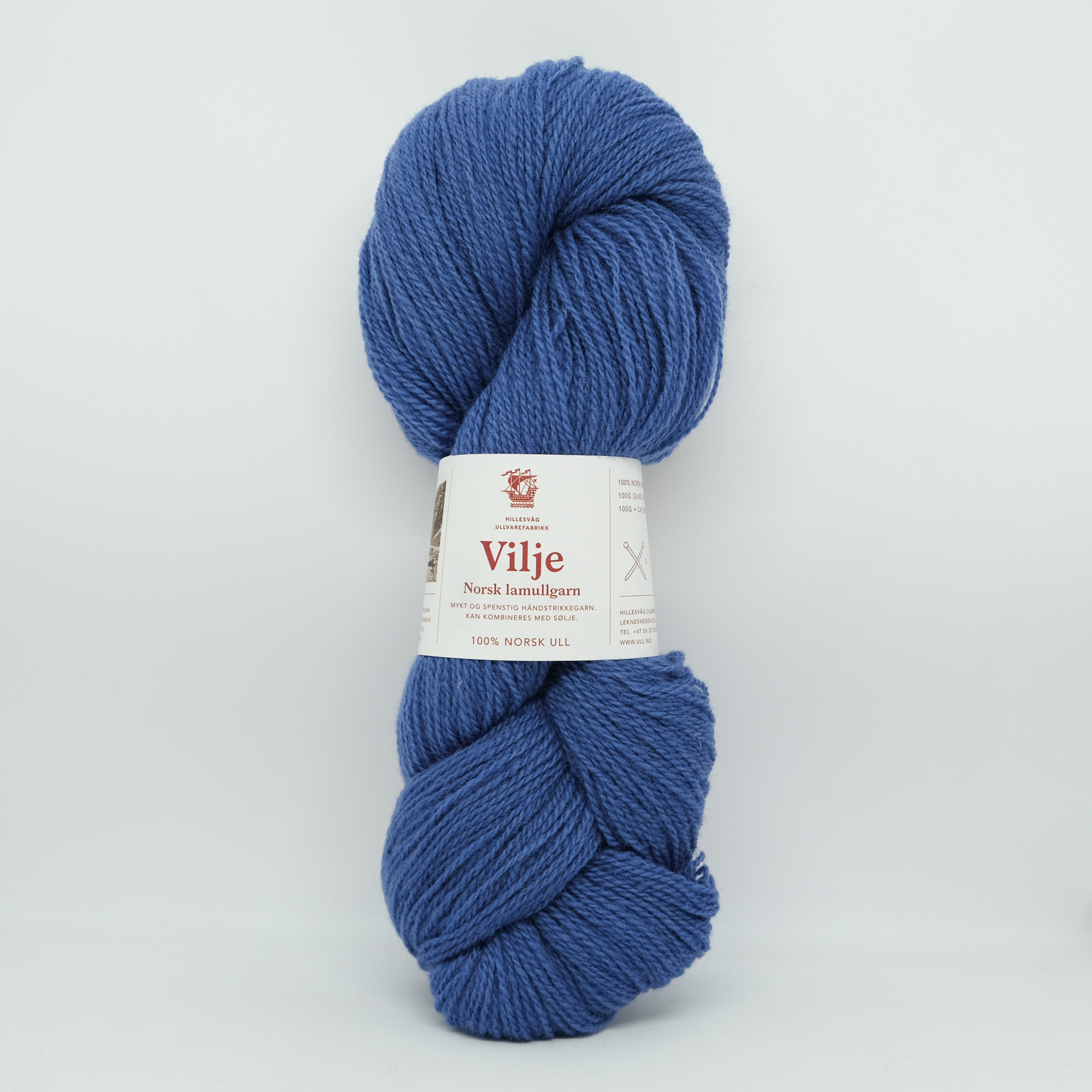 Vilje lamullgarn, mellomblå