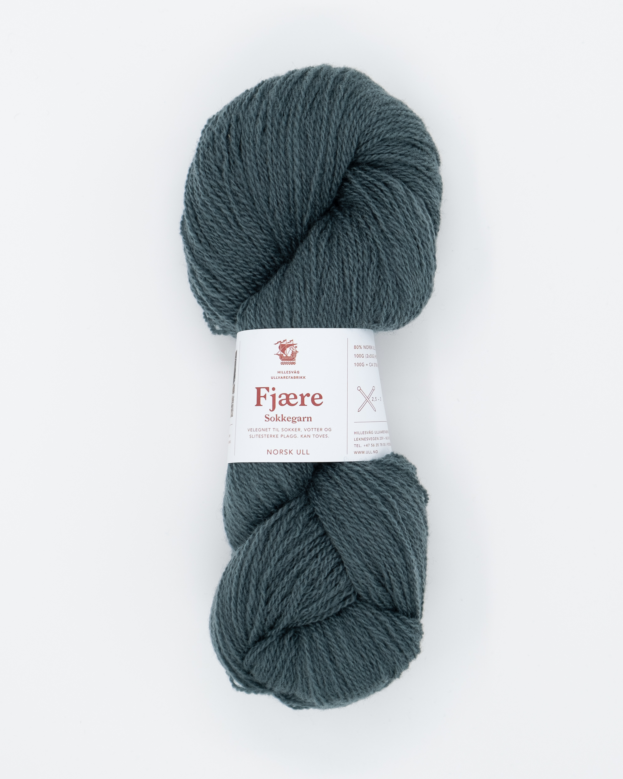 Fjære sokkegarn, grålig petrol