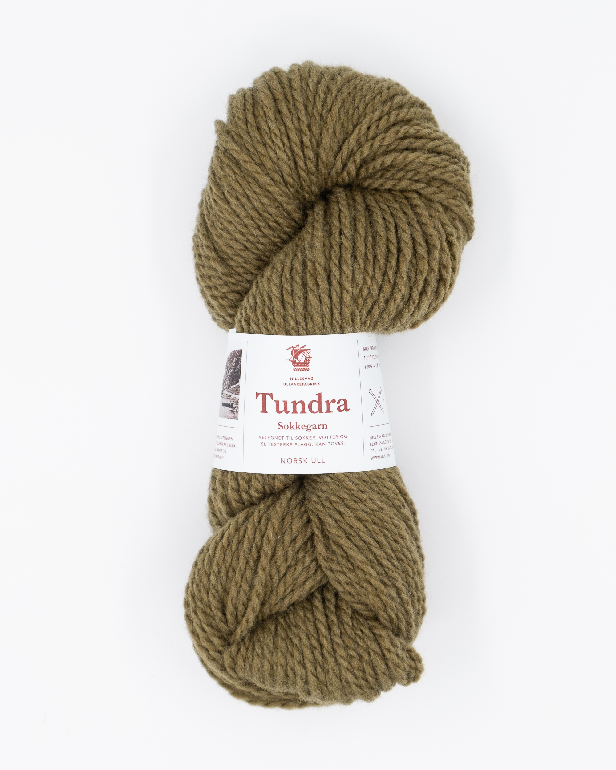 Tundra sokkegarn, olivenbrun