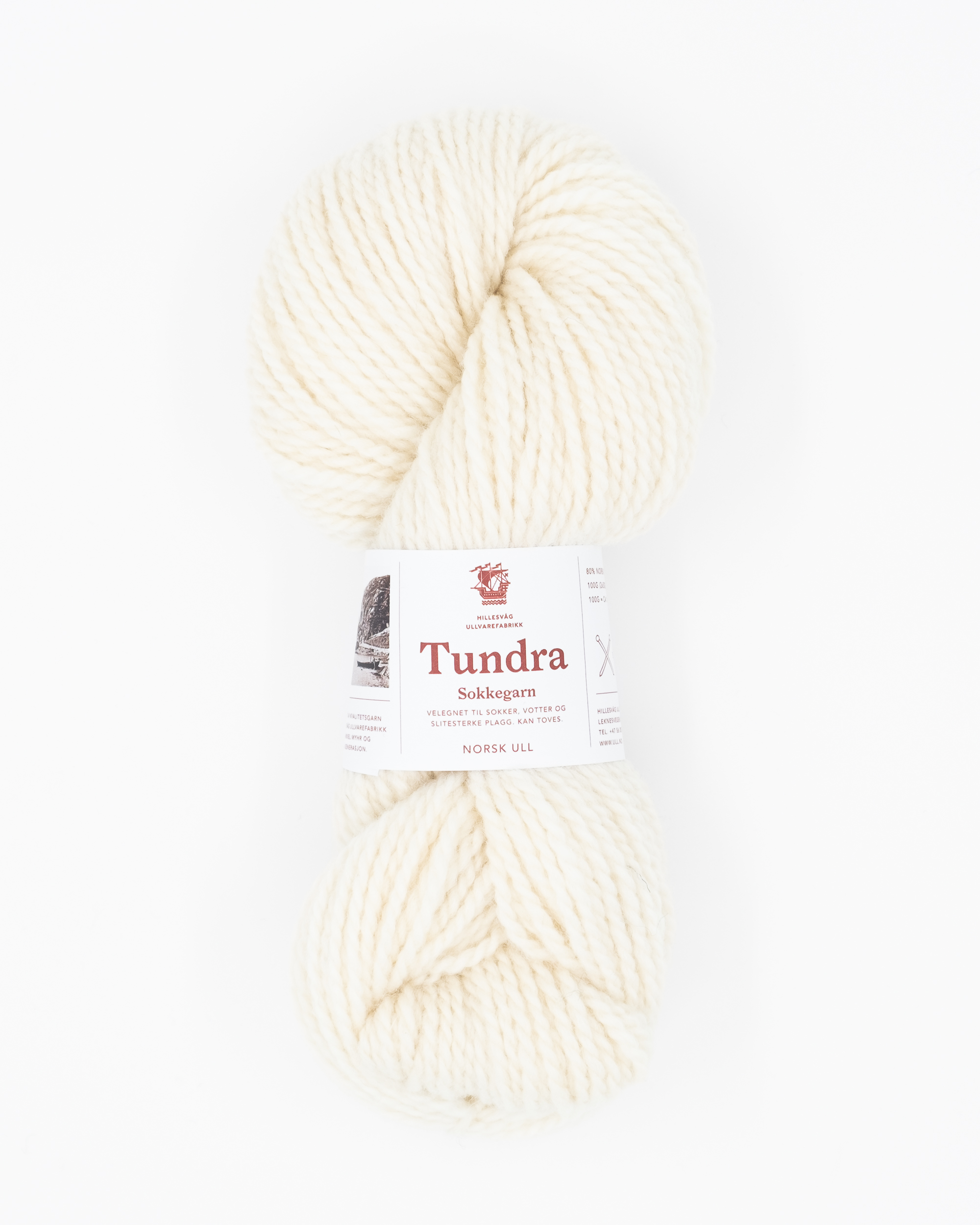 Tundra sokkegarn, ubleket hvit