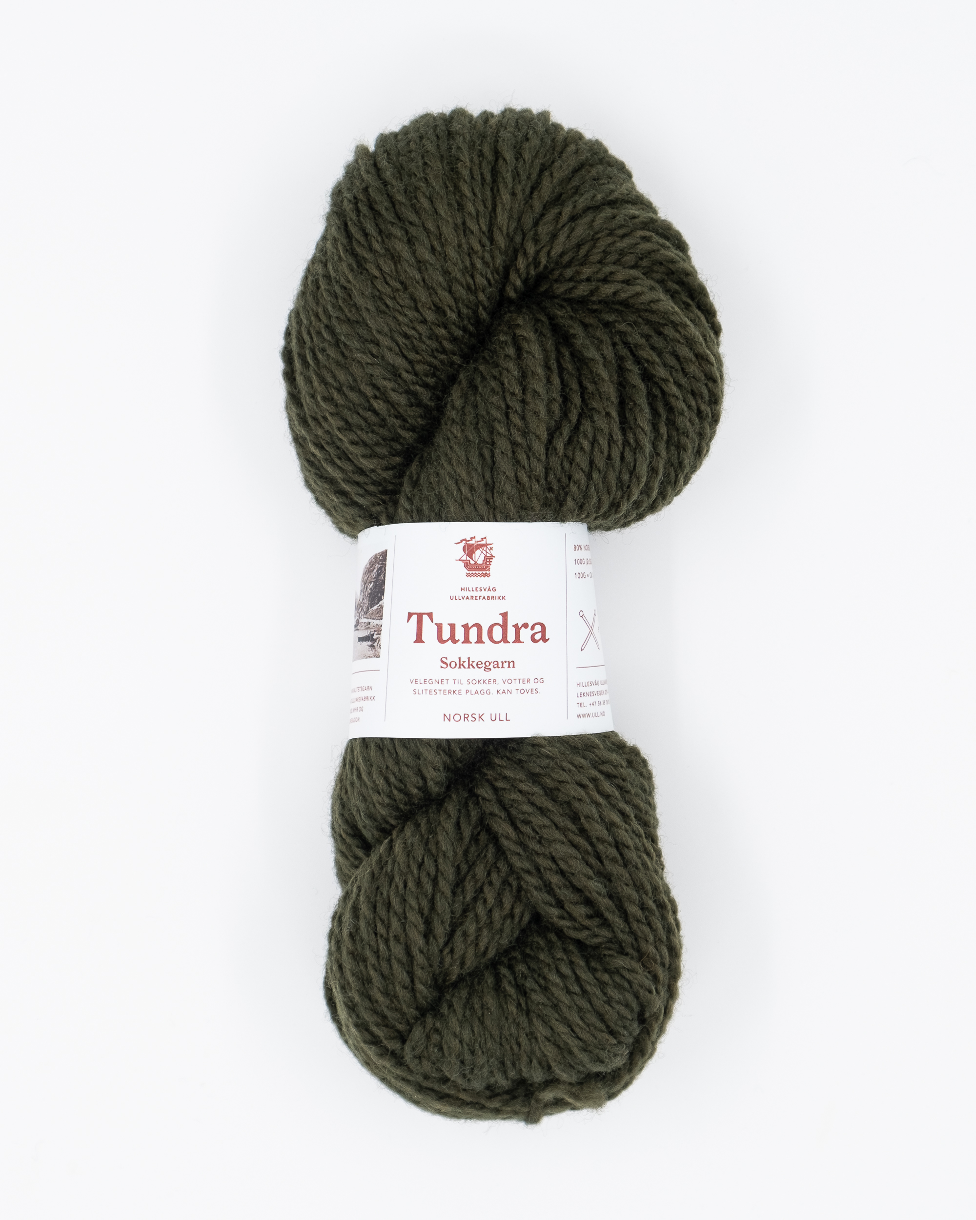 Tundra sokkegarn, mørk olivengrønn